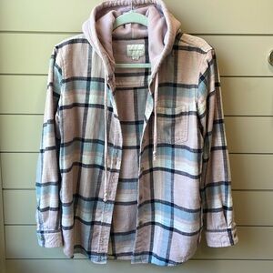 American Eagle Hooded Flannel - Extra Small - Pink Blue